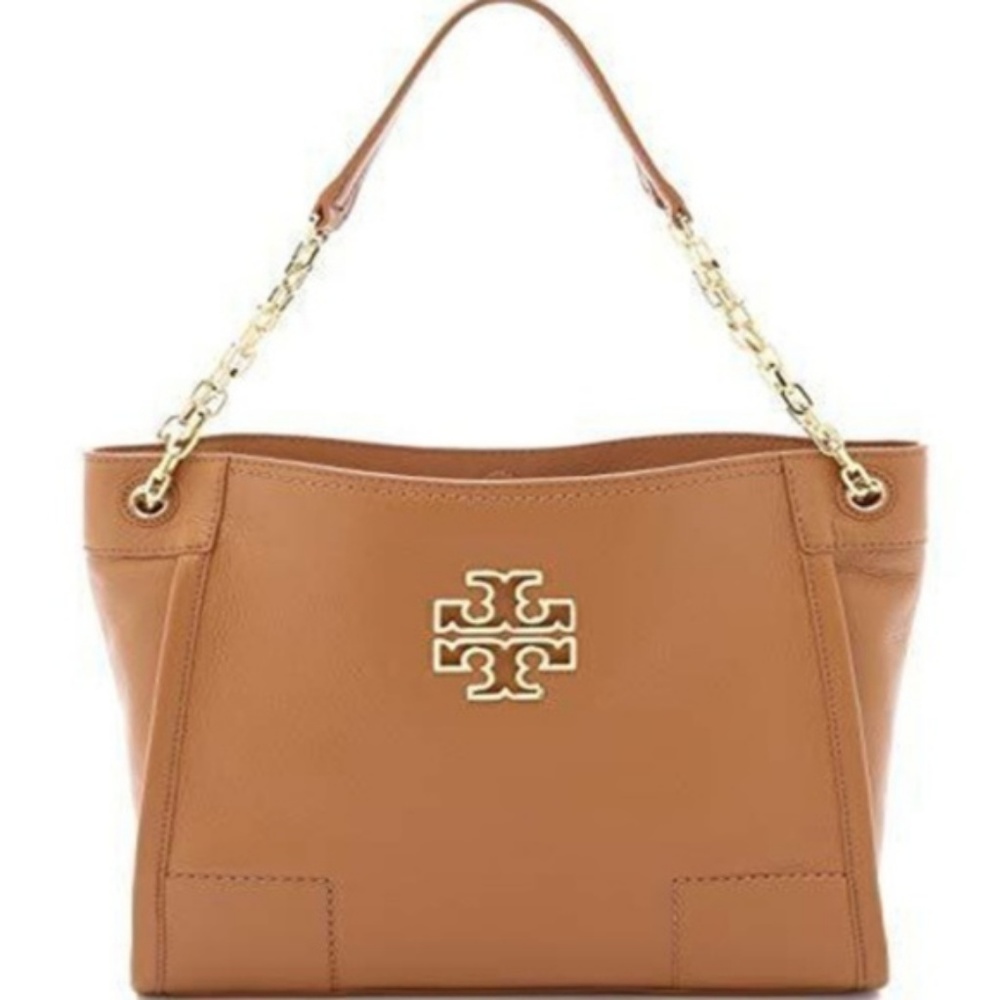 NWT Tory Burch Slouchy Tote Bark Leather Shoulder - Picture 7 of 7